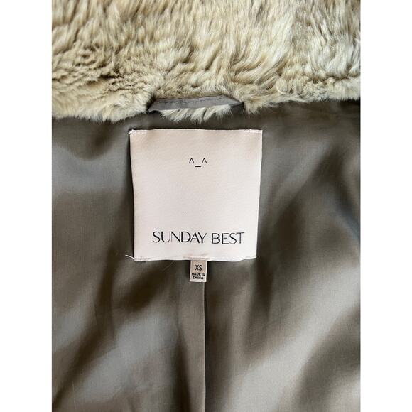 SUNDAY BEST Aritzia Faux Fur Mortimer Coat, Light Brown| Women’s: XS - Picture 6 of 8